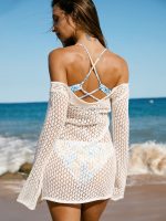 White Crochet Mesh Skirt Blouse - Image 2