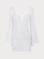 White Crochet Mesh Skirt Blouse - Image 6