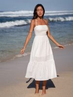 Cotton Backless Halter Beach Dress - Image 3