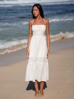 Cotton Backless Halter Beach Dress - Image 4