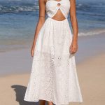 White Hollow Out Cotton Beach Dress