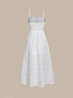 White Hollow Out Cotton Beach Dress - Image 7