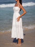 Cotton Backless Halter Beach Dress - Image 5