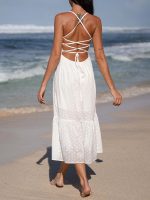 Cotton Backless Halter Beach Dress