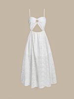 White Hollow Out Cotton Beach Dress - Image 6