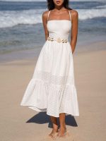 Cotton Backless Halter Beach Dress - Image 2