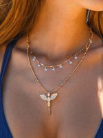 Gold Alloy Angel Pendant Necklace