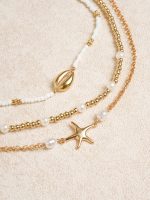 Gold Alloy Starfish Pearl Necklace - Image 4