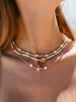 Gold Alloy Starfish Pearl Necklace
