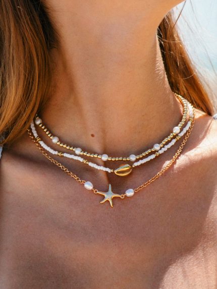 Gold Alloy Starfish Pearl Necklace