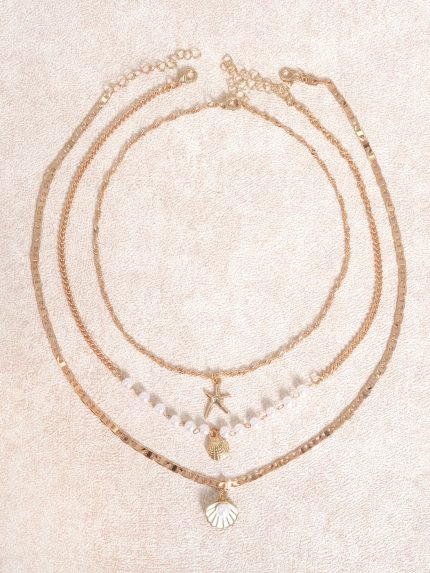 Gold Coastal Layered Necklace Set