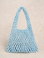 Light Blue Cotton Rope Crocheted Handbag - Image 4