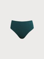 Dark Green Textured High-Waisted Surf Bottom
