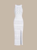 White Lace Slit Cover-Up Dress - Image 6