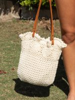 Beige Woven Cotton Bag