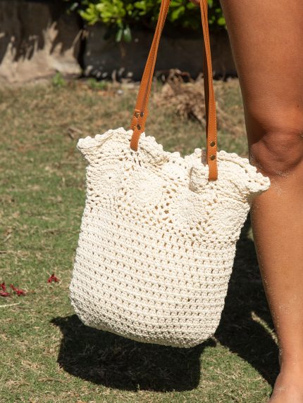 Beige Woven Cotton Bag