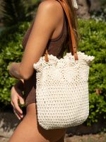 Beige Woven Cotton Bag - Image 3