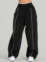 Black Side Pockets Cotton Pants - Image 3