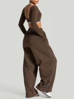 Dark Coffee Side Pockets Cotton Pants - Image 5