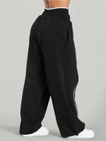 Black Side Pockets Cotton Pants - Image 4