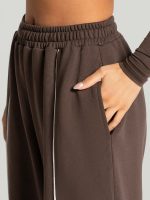 Dark Coffee Side Pockets Cotton Pants - Image 3