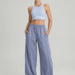 Dusty Blue Side Pockets Cotton Pants