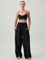 Black Side Pockets Cotton Pants