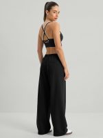 Black Side Pockets Cotton Pants - Image 2