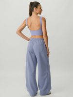 Dusty Blue Side Pockets Cotton Pants - Image 4