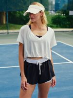 White V Neck Cotton Short Sleeved Top
