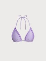 Purple Ruffled Halter Triangle Bikini Top - Image 4