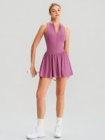 Purple Front Zip Line Sport Dress - Image 5