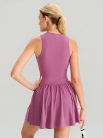 Purple Front Zip Line Sport Dress - Image 2