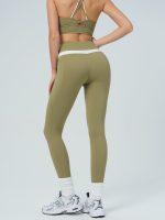 Green V-Cut High Waisted Pockets Leggings 26" - Image 2