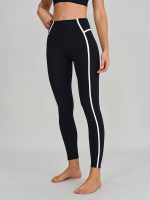 Black High-Waist Side-Stripe Leggings 27"