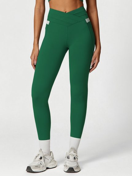 Green High Waisted Pockets Leggings 26"