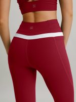 Wine Red High Waisted Pockets Leggings 26" - Image 5