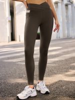 Dark Coffee High Waisted Pockets Leggings 26"