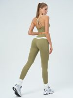 Green V-Cut High Waisted Pockets Leggings 26" - Image 4