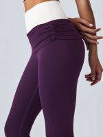 Purple Contrast High Waisted Leggings 24" - Image 5