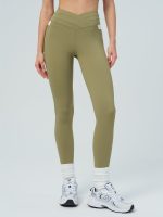 Green V-Cut High Waisted Pockets Leggings 26"