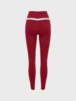 Wine Red High Waisted Pockets Leggings 26" - Image 9