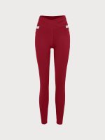 Wine Red High Waisted Pockets Leggings 26" - Image 8