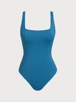 Blue Square Neck Tummy Control One-Piece Swimsuit - Image 6