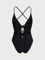 Black Ribbed Starfish Embellished One-Piece Swimsuit - Image 6