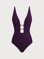 Purple Triangle X Cross One-Piece Swimsuit - Image 6