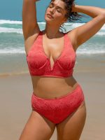 Red Jacquard Plus Size Bikini Bottom - Image 4