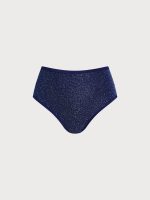 Blue Lurex Plus Size Bikini Bottom
