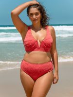 Jacquard V Notch Plus Size Bikini Top - Image 4