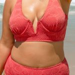 Jacquard V Notch Plus Size Bikini Top